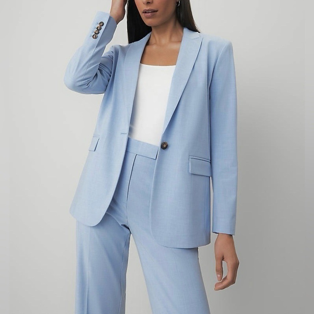 Ann Taylor Blue Single Button Longline Blazer NWOT